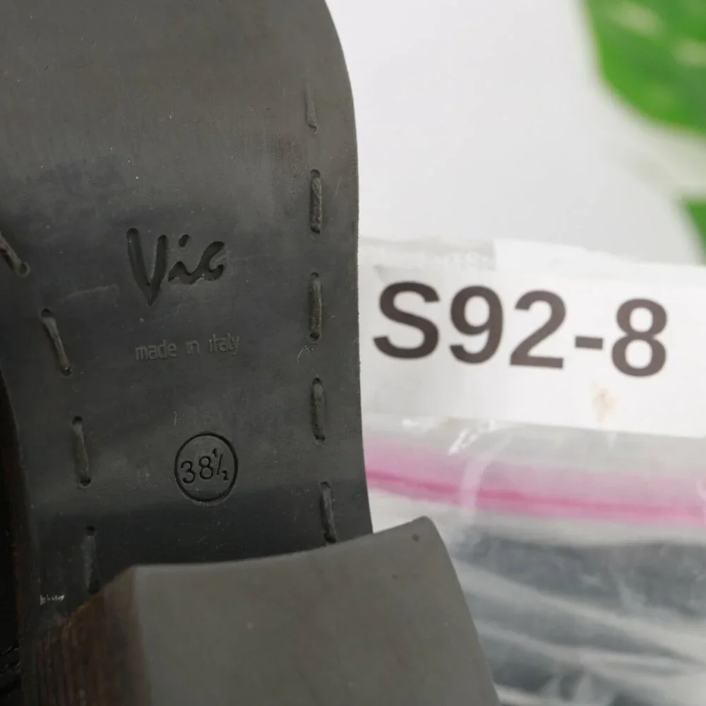 Vic Matie Womens Tall Boot Size 7.5 Black Leather Western Riding Low Heel Italy - Picture 10 of 11